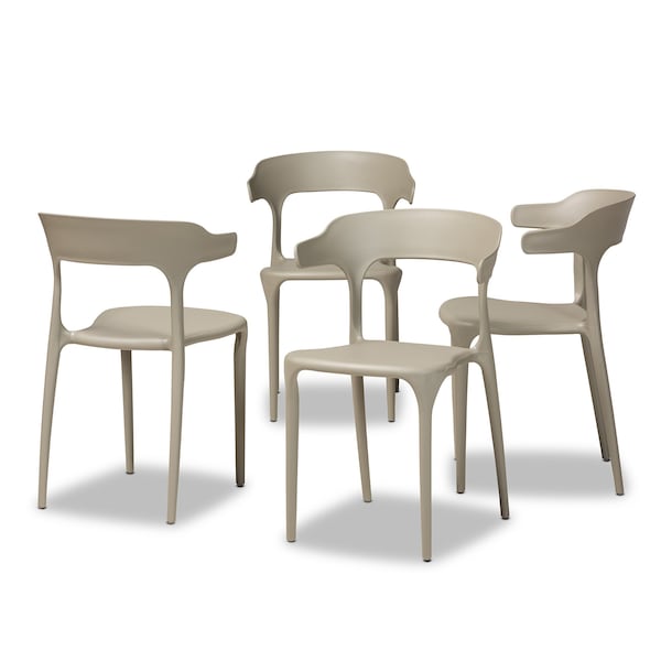 Baxton Studio Gould Modern Transtional Beige Plastic Dining Chair Set (4PC) - 193-4PC-12026-ZORO