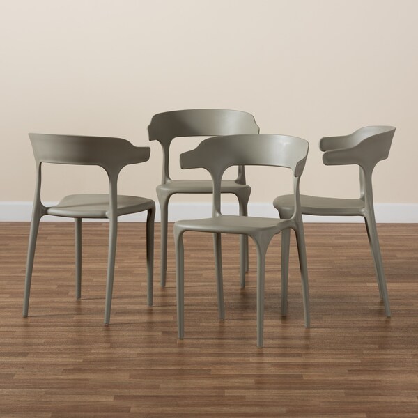 Baxton Studio Gould Modern Transtional Beige Plastic Dining Chair Set (4PC) - 193-4PC-12026-ZORO