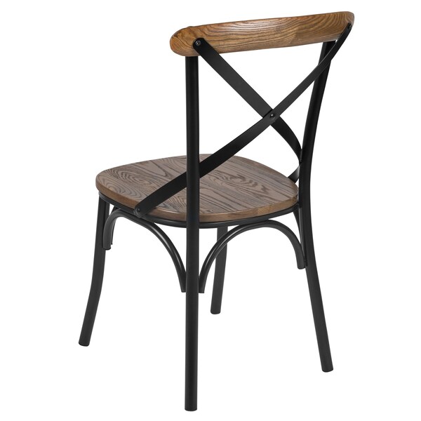 Flash Furniture Advantage X-Back Chair with Metal Bracing and Fruitwood Seat - X-BACK-METAL-FW
