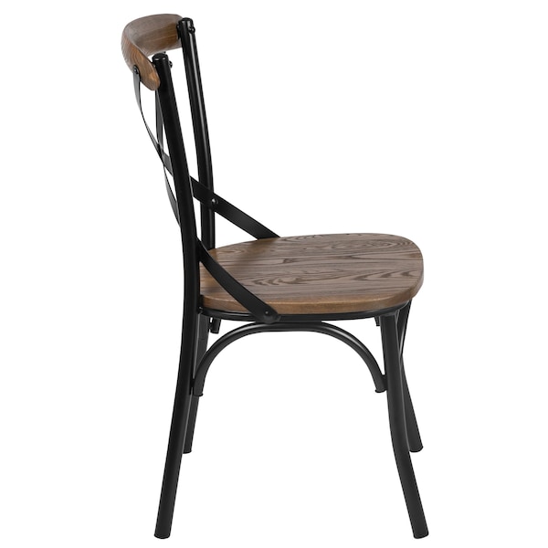 Flash Furniture Advantage X-Back Chair with Metal Bracing and Fruitwood Seat - X-BACK-METAL-FW