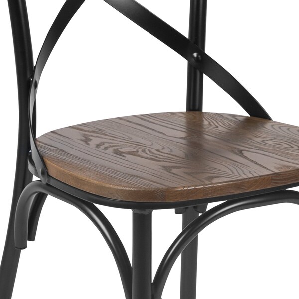Flash Furniture Advantage X-Back Chair with Metal Bracing and Fruitwood Seat - X-BACK-METAL-FW