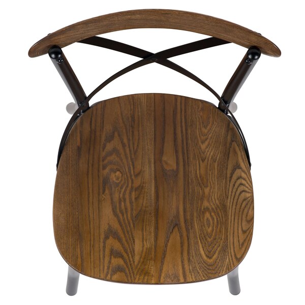 Flash Furniture Advantage X-Back Chair with Metal Bracing and Fruitwood Seat - X-BACK-METAL-FW
