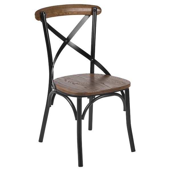 Flash Furniture Advantage X-Back Chair with Metal Bracing and Fruitwood Seat - X-BACK-METAL-FW