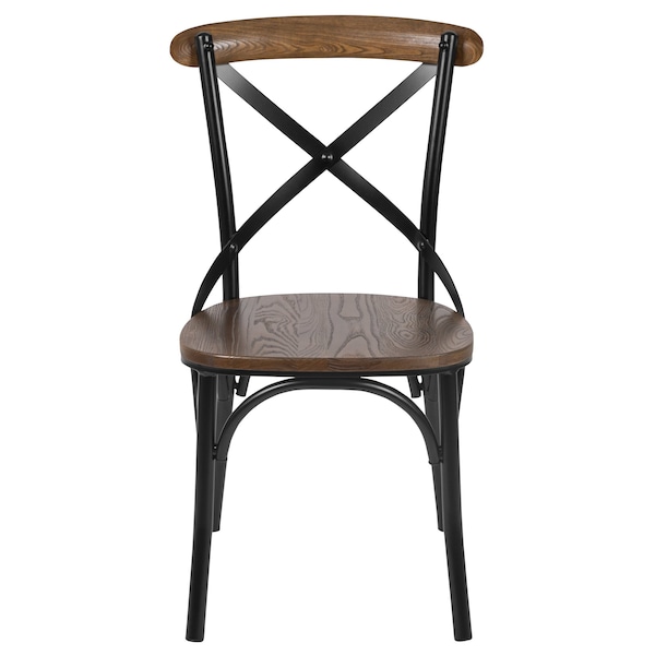 Flash Furniture Advantage X-Back Chair with Metal Bracing and Fruitwood Seat - X-BACK-METAL-FW