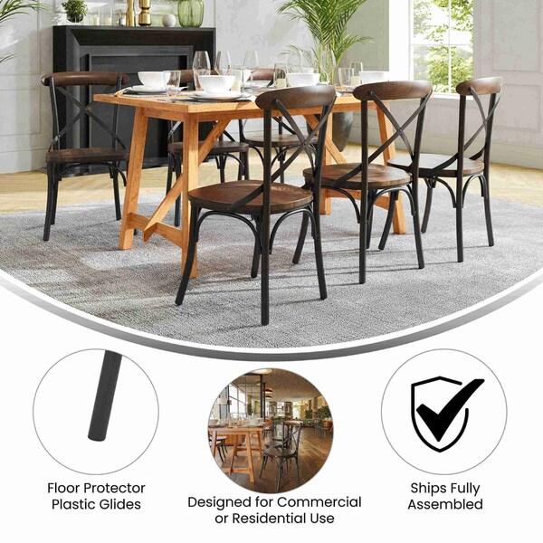 Flash Furniture Advantage X-Back Chair with Metal Bracing and Fruitwood Seat - X-BACK-METAL-FW