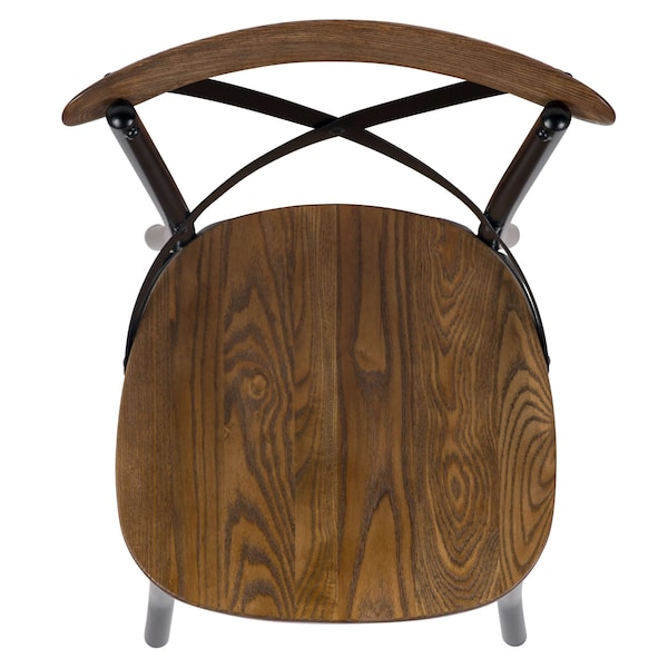 Flash Furniture Advantage X-Back Chair with Metal Bracing and Fruitwood Seat - X-BACK-METAL-FW