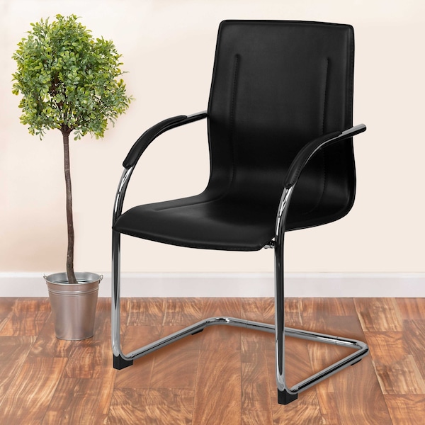 Flash Furniture Black Vinyl Side Reception Chair wi, PK4, 22.75" W, 23" L, 38.25" H - 4-BT-509-BK-GG