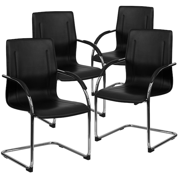 Flash Furniture Black Vinyl Side Reception Chair wi, PK4, 22.75" W, 23" L, 38.25" H - 4-BT-509-BK-GG
