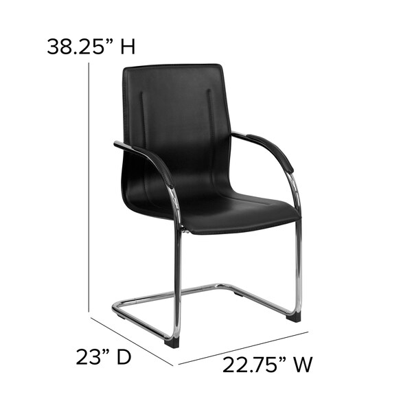Flash Furniture Black Vinyl Side Reception Chair wi, PK4, 22.75" W, 23" L, 38.25" H - 4-BT-509-BK-GG