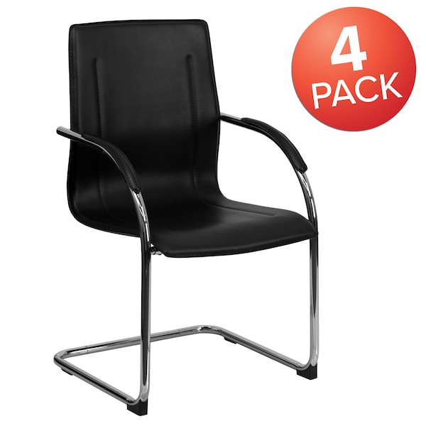 Flash Furniture Black Vinyl Side Reception Chair wi, PK4, 22.75" W, 23" L, 38.25" H - 4-BT-509-BK-GG