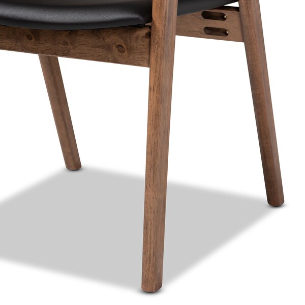 Baxton Studio Harland Mid-Century Modern Black Faux Leather Upholstered and 2-Piece Wood Dining Chair Set, PR - SET OF 2 188-11679-ZORO