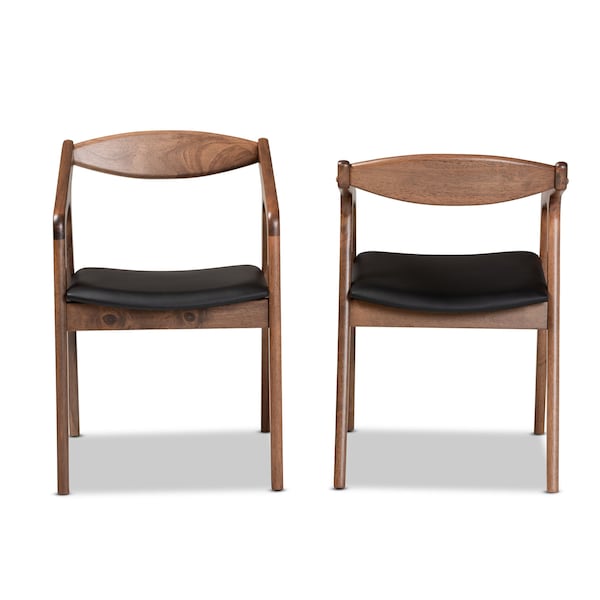 Baxton Studio Harland Mid-Century Modern Black Faux Leather Upholstered and 2-Piece Wood Dining Chair Set, PR - SET OF 2 188-11679-ZORO