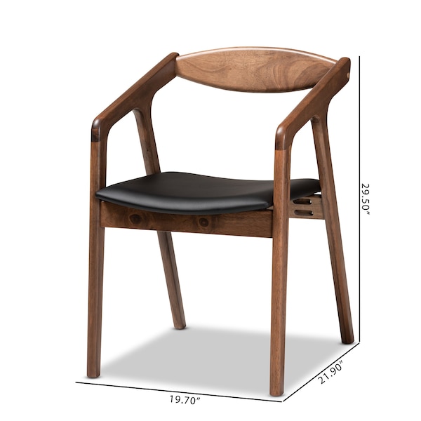 Baxton Studio Harland Mid-Century Modern Black Faux Leather Upholstered and 2-Piece Wood Dining Chair Set, PR - SET OF 2 188-11679-ZORO