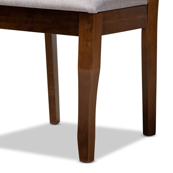 Baxton Studio Mael Grey Upholstered Walnut Wood 4-Piece Dining Chair Set - 169-9875