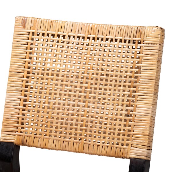 Baxton Studio Lesia Modern Bohemian Natural Brown Rattan and Espresso Brown Mahogany Wood Dining Chair - 224-13130-ZORO