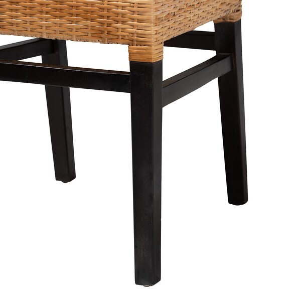 Baxton Studio Lesia Modern Bohemian Natural Brown Rattan and Espresso Brown Mahogany Wood Dining Chair - 224-13130-ZORO