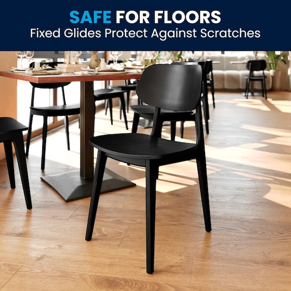Flash Furniture Verona Commercial Grade Solid Wood Dining Chair w/Curved Oval Backrest in Black - XU-CH10367-3-BLK-GG