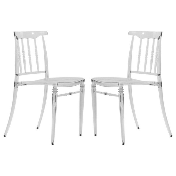 Leisuremod Spindle Transparent Modern Lucite Dining Chair, Clear, 2PK - SC19CL2