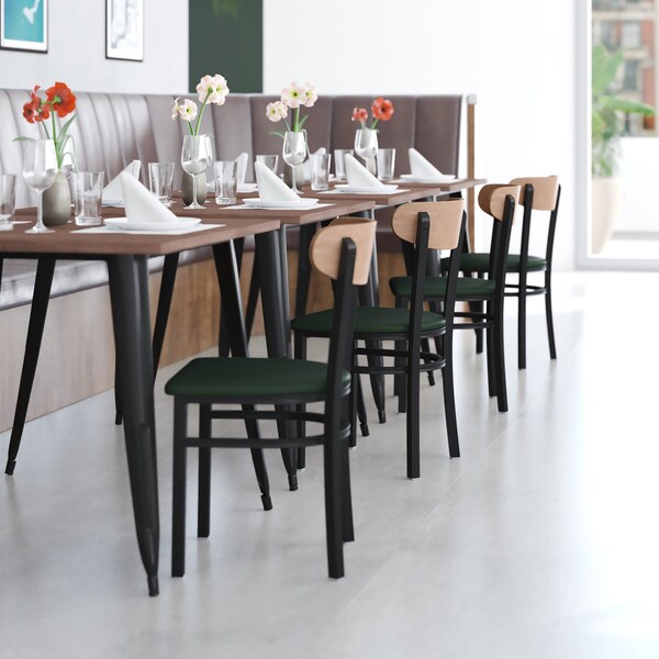 Flash Furniture Green Vinyl Seat Dining Chair with Natural Wood Back - XU-DG6V5GNV-NAT-GG