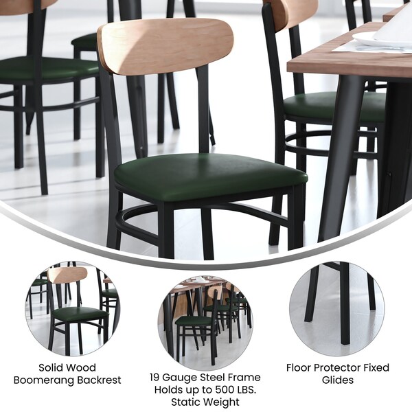 Flash Furniture Green Vinyl Seat Dining Chair with Natural Wood Back - XU-DG6V5GNV-NAT-GG