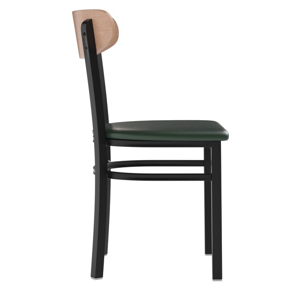Flash Furniture Green Vinyl Seat Dining Chair with Natural Wood Back - XU-DG6V5GNV-NAT-GG