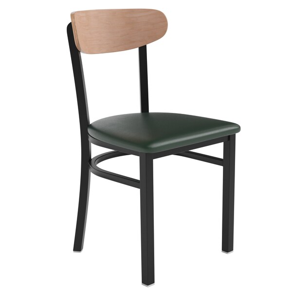 Flash Furniture Green Vinyl Seat Dining Chair with Natural Wood Back - XU-DG6V5GNV-NAT-GG