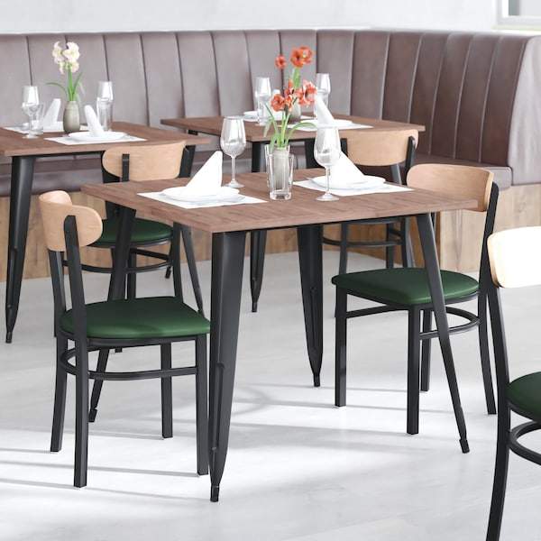 Flash Furniture Green Vinyl Seat Dining Chair with Natural Wood Back - XU-DG6V5GNV-NAT-GG