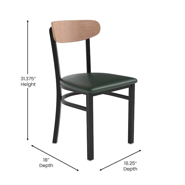 Flash Furniture Green Vinyl Seat Dining Chair with Natural Wood Back - XU-DG6V5GNV-NAT-GG