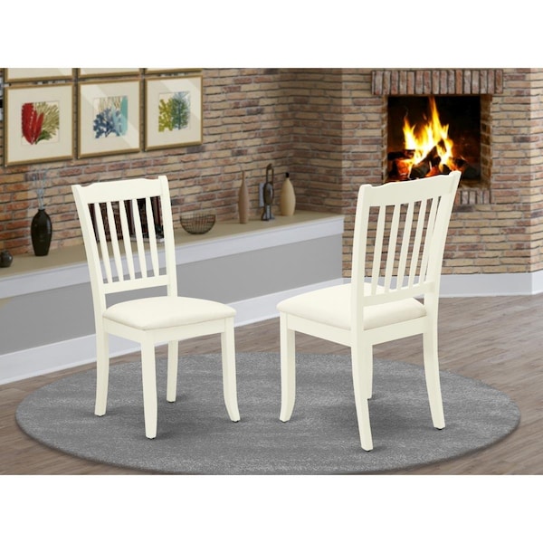 East West Furniture Danbury Vertical Slatted Back Chairs with Linen Fabric Fabric Seat - Linen White - Set of 2 - DAC-LWH-C