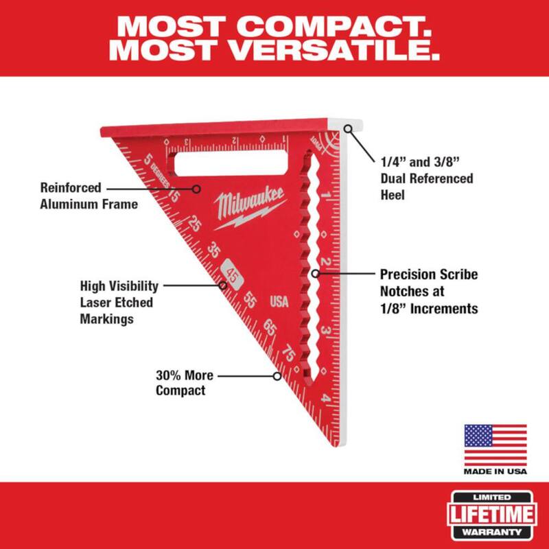 Milwaukee 7 in. Magnetic Rafter Square with 4-1/2 in. Trim Square - MLSQM070-MLSQ040