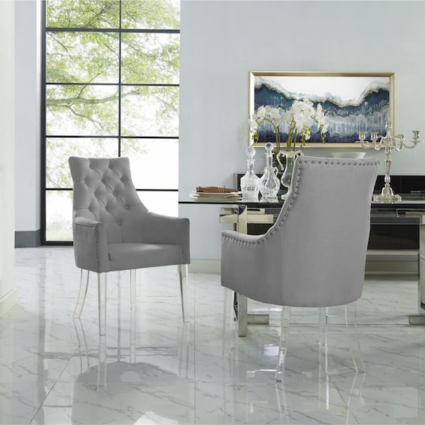 Comfortcorrect Colton Linen Acrylic Leg Dining Chair, Light Grey - Set of 2 - CO2625276