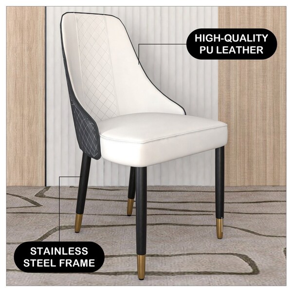 Leisuremod Allure Modern Dining Chair In Black Fabric and Oak Wood Legs, 2PK - AC49WBL2
