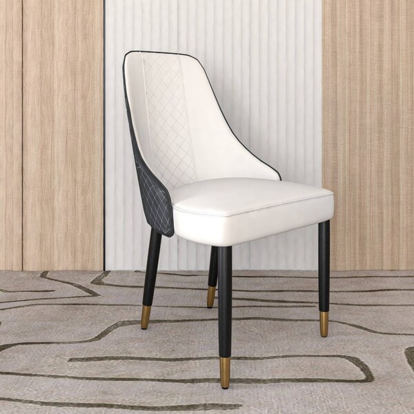 Leisuremod Allure Modern Dining Chair In Black Fabric and Oak Wood Legs, 2PK - AC49WBL2