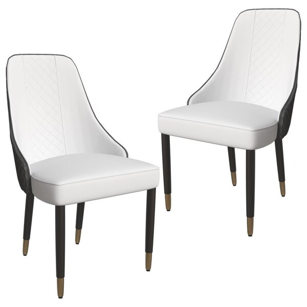 Leisuremod Allure Modern Dining Chair In Black Fabric and Oak Wood Legs, 2PK - AC49WBL2