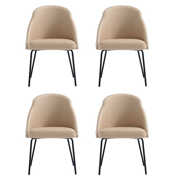 Manhattan Comfort Gracie Dining Chair in Tan and Black - Set of 4 - 4-DC100-BTN