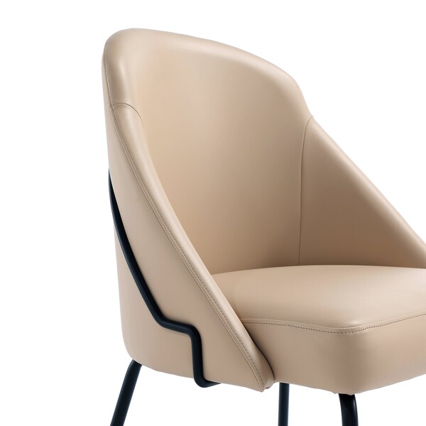 Manhattan Comfort Gracie Dining Chair in Tan and Black - Set of 4 - 4-DC100-BTN