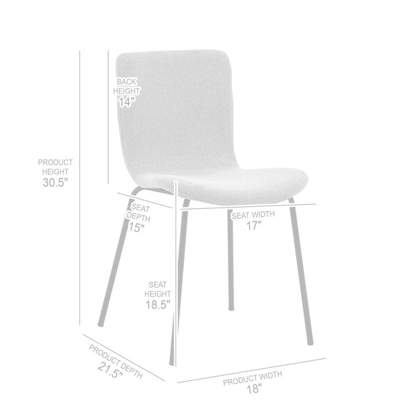Armen Living Gillian Modern Light Gray Fabric and Metal Dining Room Chairs - Set of 2 - LCGLSIBLCH