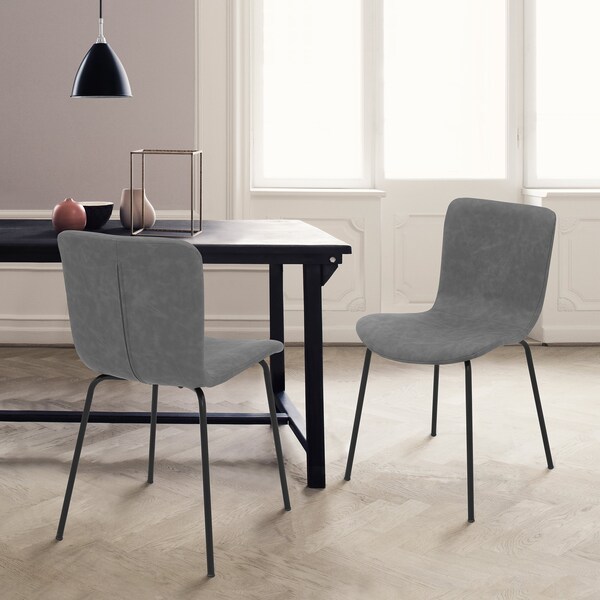 Armen Living Gillian Modern Light Gray Fabric and Metal Dining Room Chairs - Set of 2 - LCGLSIBLCH