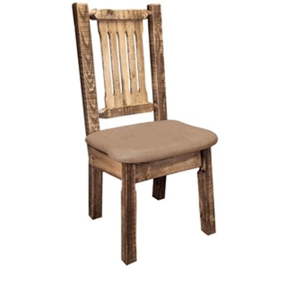 Montana Woodworks Montana Woodworks MWHCKSCNSLBUCK Homestead Collection Side Chair; Buckskin Pattern - MWHCKSCNSLBUCK