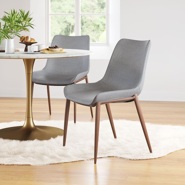 Zuo Modern Magnus Dining Chair Set Of 2 Slate Gray & Walnut - 109934
