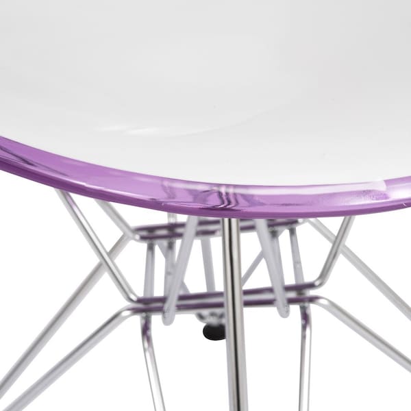 Leisuremod Cresco Molded 2-Tone Eiffel Dining Side Chair, White Purple - CR19WPR
