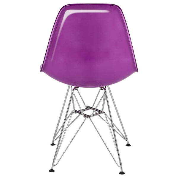 Leisuremod Cresco Molded 2-Tone Eiffel Dining Side Chair, White Purple - CR19WPR