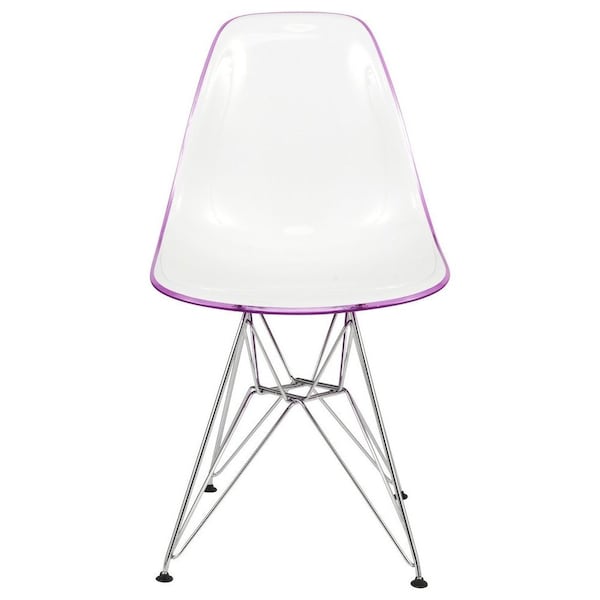 Leisuremod Cresco Molded 2-Tone Eiffel Dining Side Chair, White Purple - CR19WPR