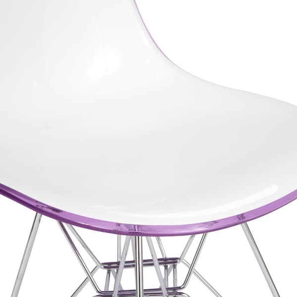 Leisuremod Cresco Molded 2-Tone Eiffel Dining Side Chair, White Purple - CR19WPR