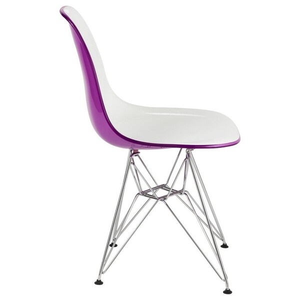 Leisuremod Cresco Molded 2-Tone Eiffel Dining Side Chair, White Purple - CR19WPR