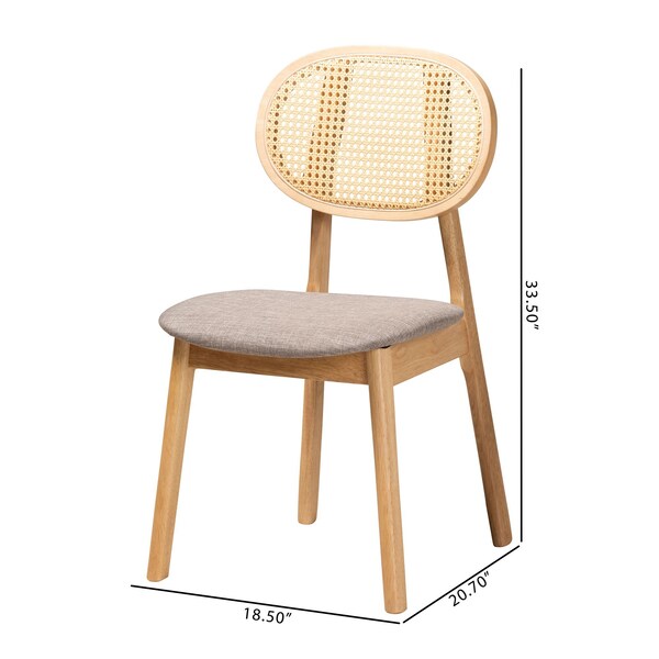 Baxton Studio Darrion Mid-Century Modern Grey Fabric and Natural Oak Finished Wood 2-Piece Dining Chair Set, PR - 234-2PC-13295-ZORO
