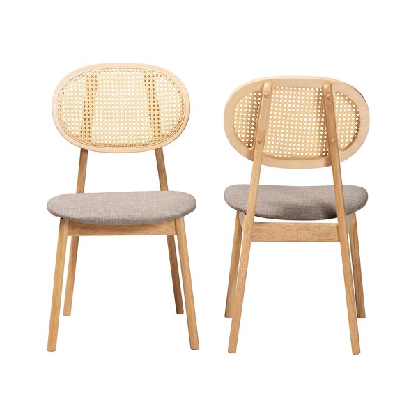 Baxton Studio Darrion Mid-Century Modern Grey Fabric and Natural Oak Finished Wood 2-Piece Dining Chair Set, PR - 234-2PC-13295-ZORO