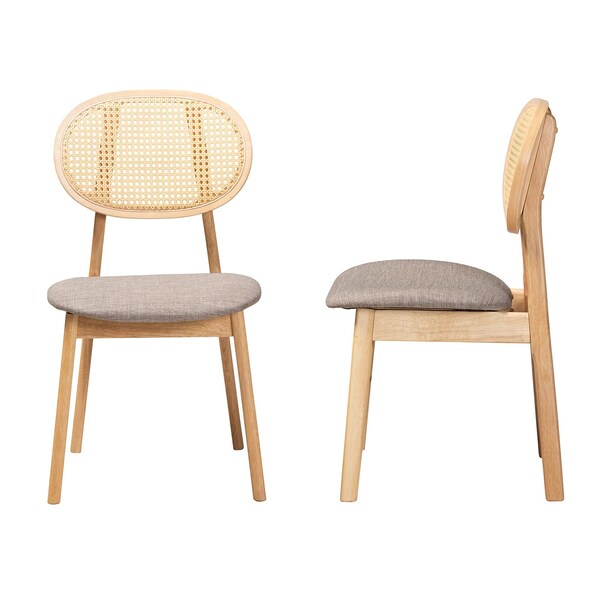 Baxton Studio Darrion Mid-Century Modern Grey Fabric and Natural Oak Finished Wood 2-Piece Dining Chair Set, PR - 234-2PC-13295-ZORO