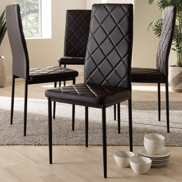 Baxton Studio Blaise Modern Brown Faux Leather Upholstered Dining Chair, PK4 - 146-8782