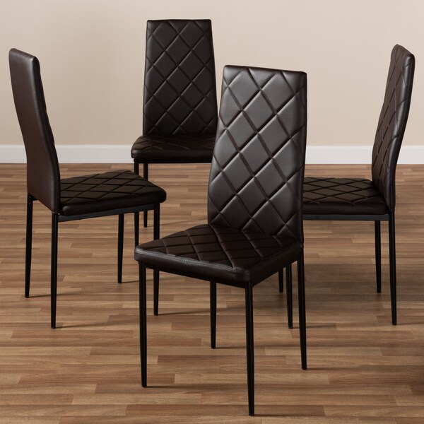 Baxton Studio Blaise Modern Brown Faux Leather Upholstered Dining Chair, PK4 - 146-8782